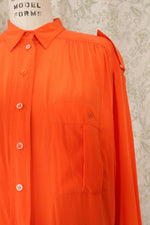 Vivid Orange Silk Blouse M/L