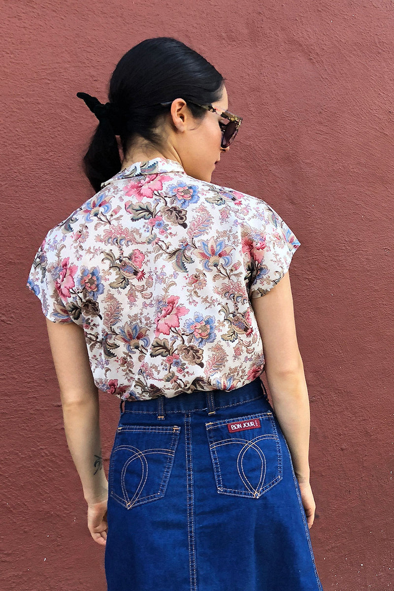 Floral Tie Neck Top S/M