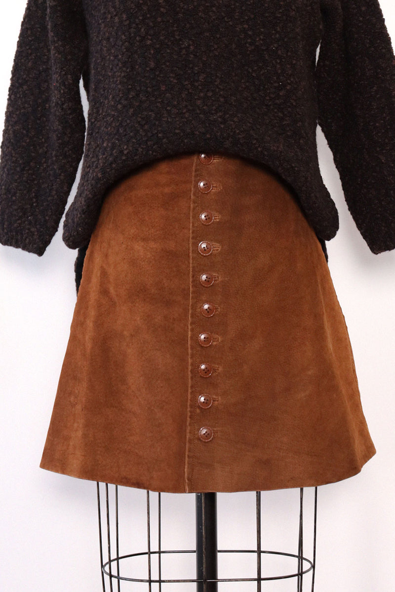 Cinnamon Suede Mini Skirt S