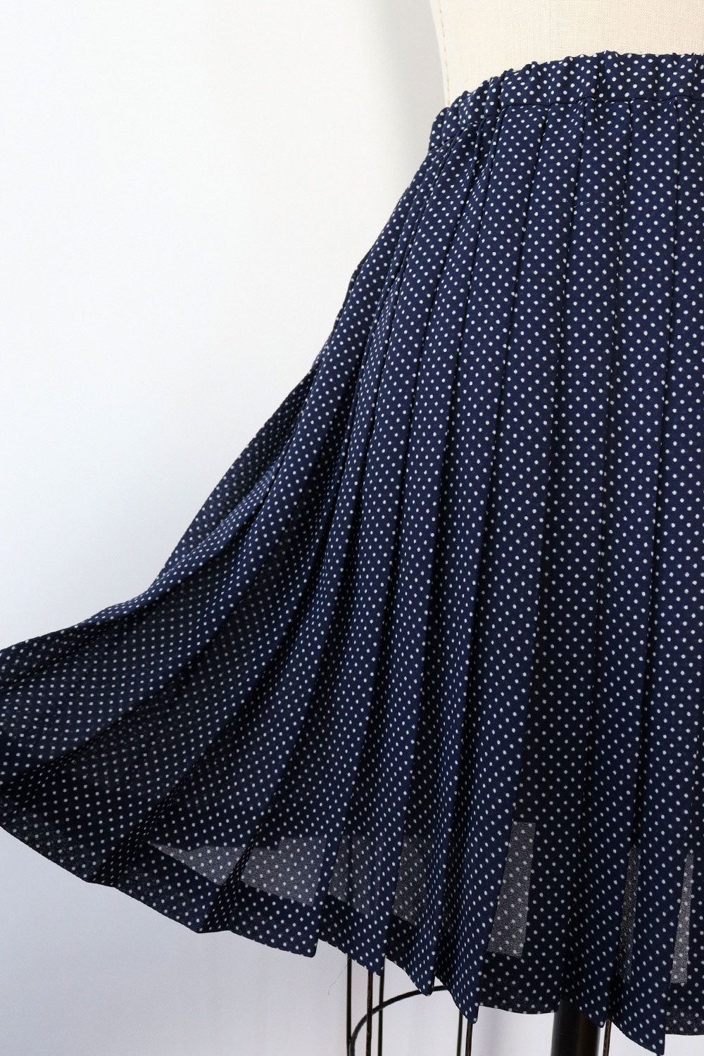 Navy Swiss Dot Pleated Mini XS-M