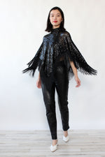 Cher Sequined Fringe Poncho XS-L