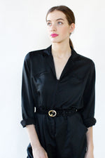 Black Satin Flightsuit S/M/L