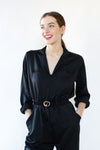 Black Satin Flightsuit S/M/L