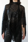 Cher Sequined Fringe Poncho XS-L