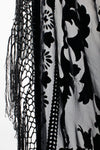 jet black velvet burnout fringe shawl