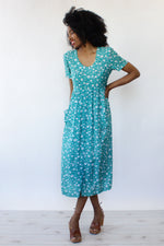 Teal Doodle Print Dress