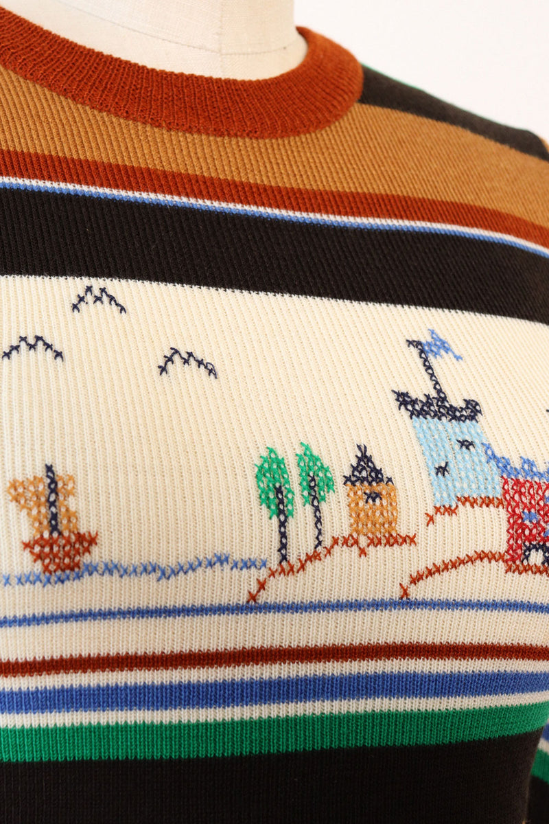 Castle Cross Stitch Sweater S/M