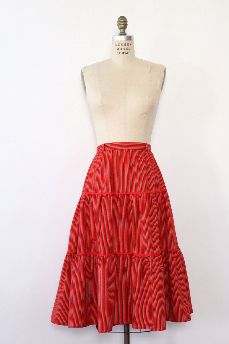 Tiered Ticking Stripe Skirt S
