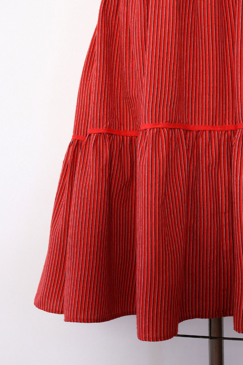 Tiered Ticking Stripe Skirt S