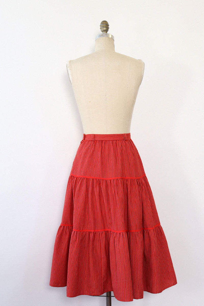 Tiered Ticking Stripe Skirt S