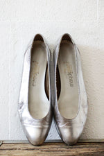 Silver Leather Slippers 8 1/2