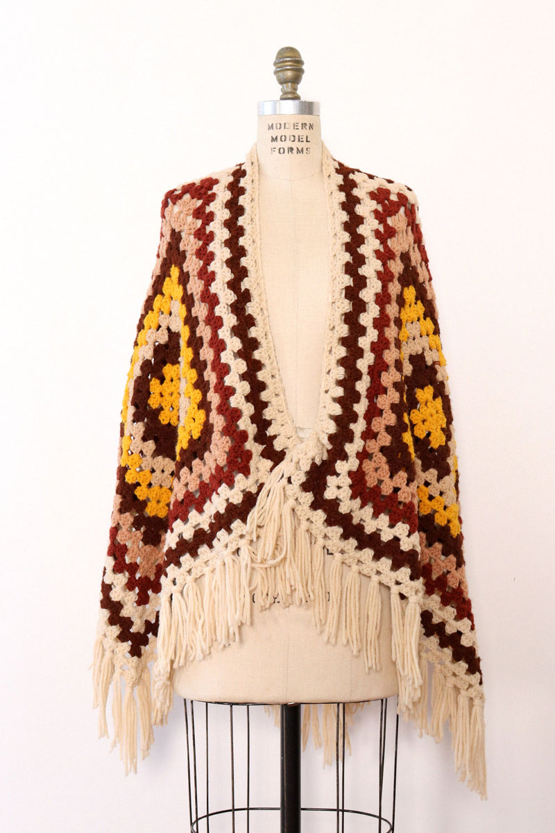 Granny Crochet Fringe Shawl