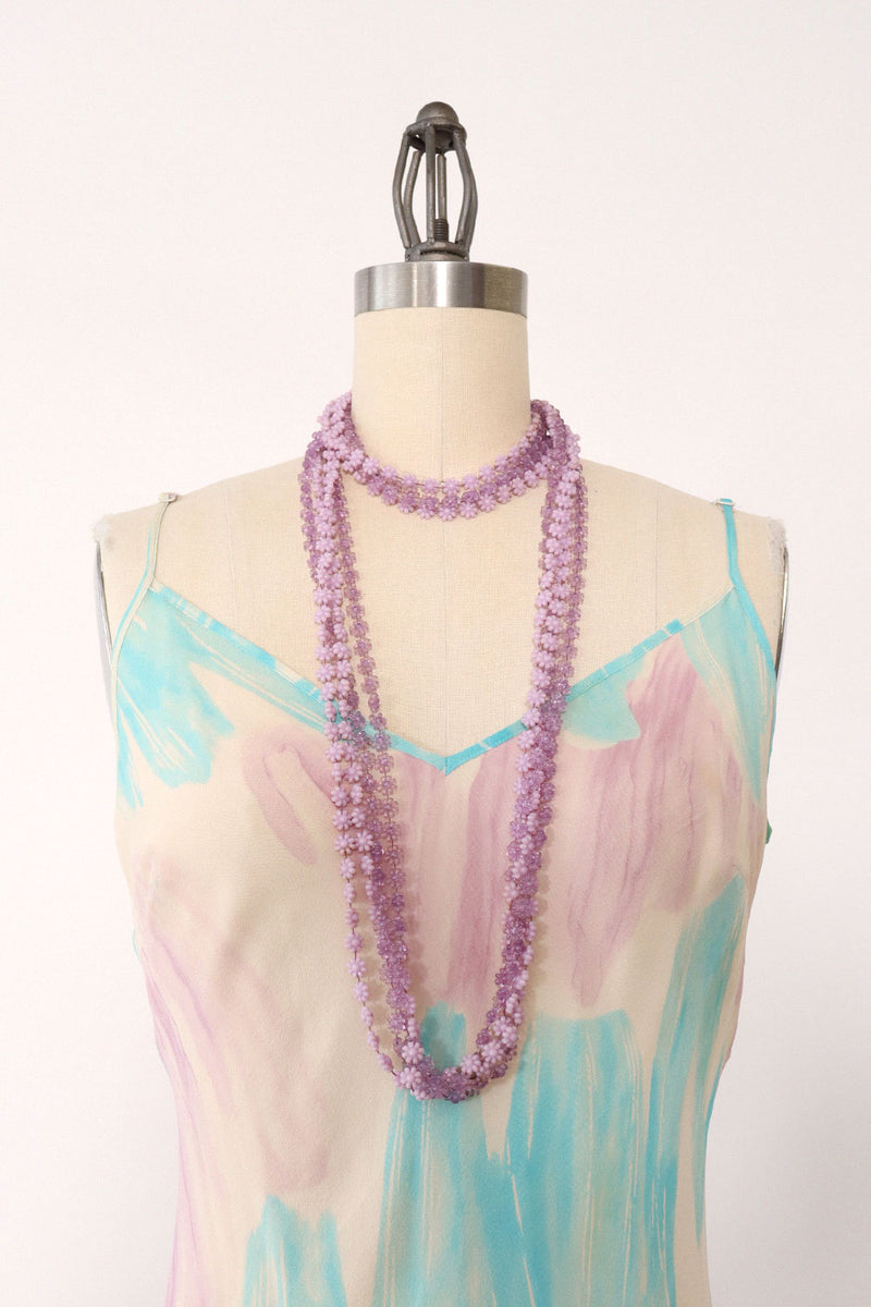 Long Lilac Beaded Necklace