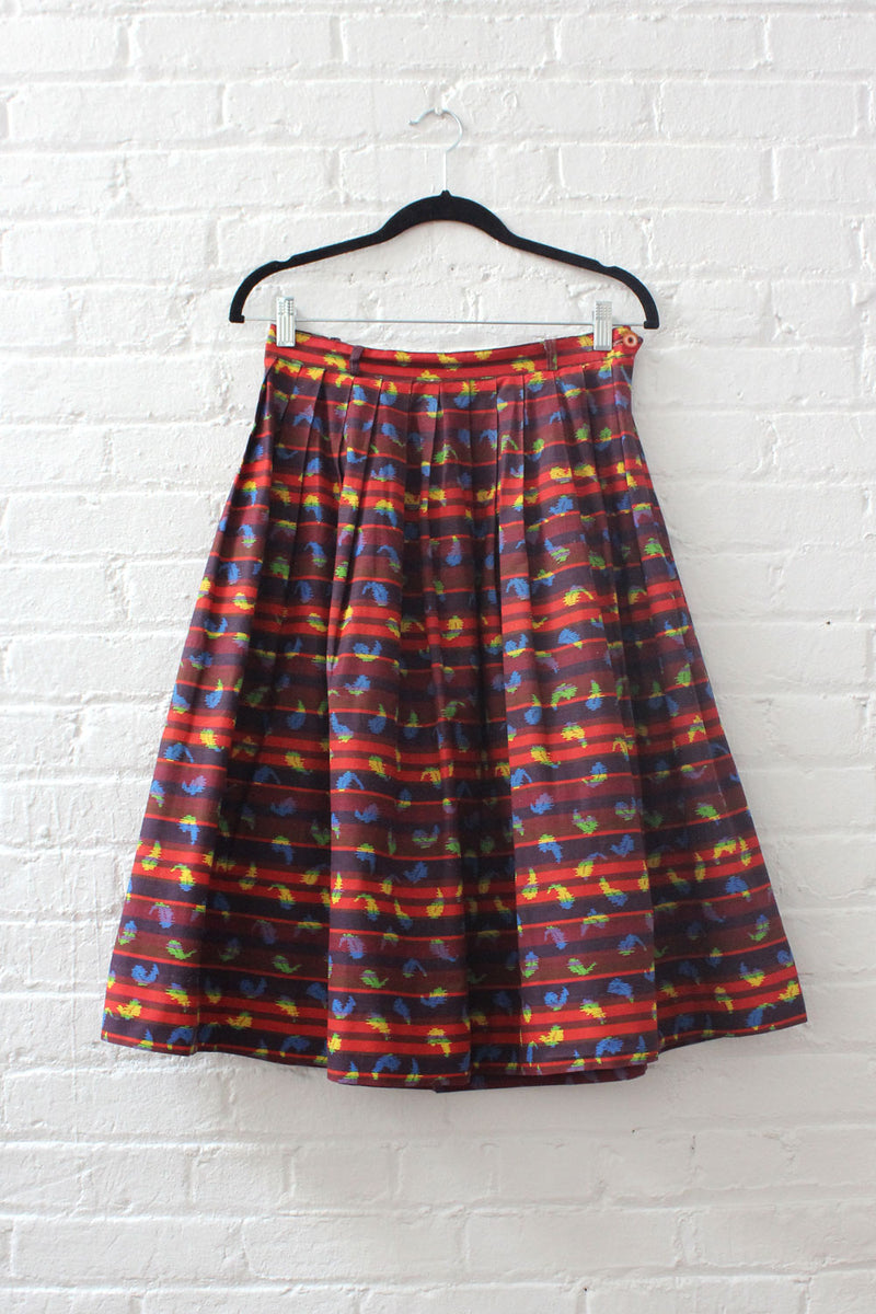 Brick Red Graphic Skirt M