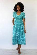 Teal Doodle Print Dress
