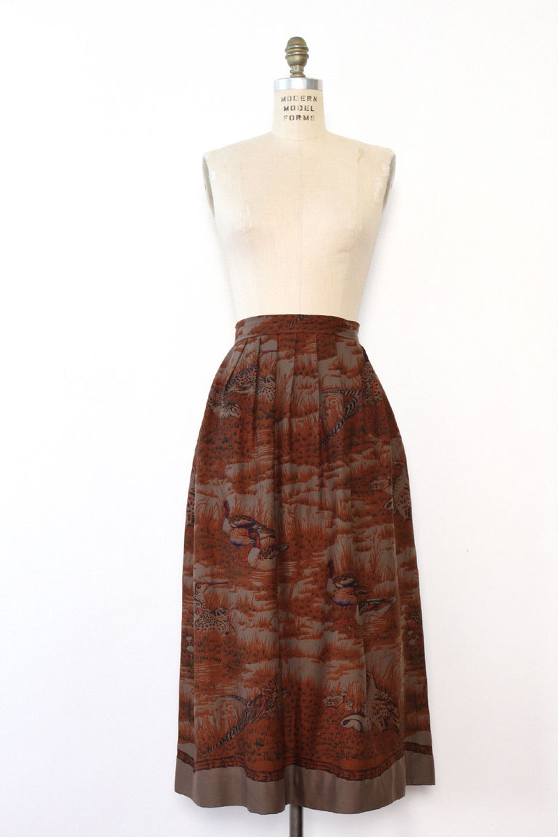 Umber Duck Print Skirt L