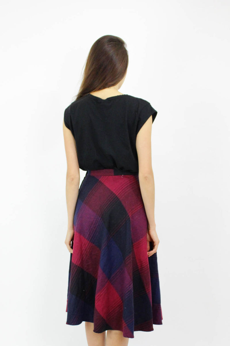 Jewel Plaid Flare Skirt S