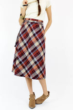 SALE... plum plaid wrap skirt S/M