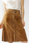 Toffee Suede Snap Skirt XS