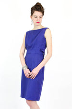 Vintage 50s Cobalt Blue Bow Dress S/M