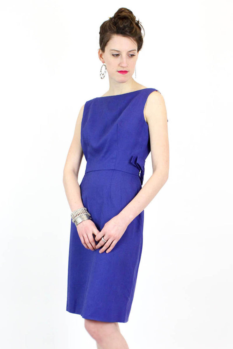 Vintage 50s Cobalt Blue Bow Dress S/M