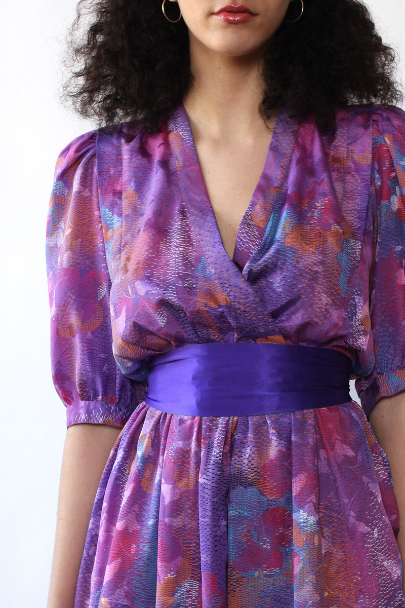 Pixelated Purple Puff Dress S/M