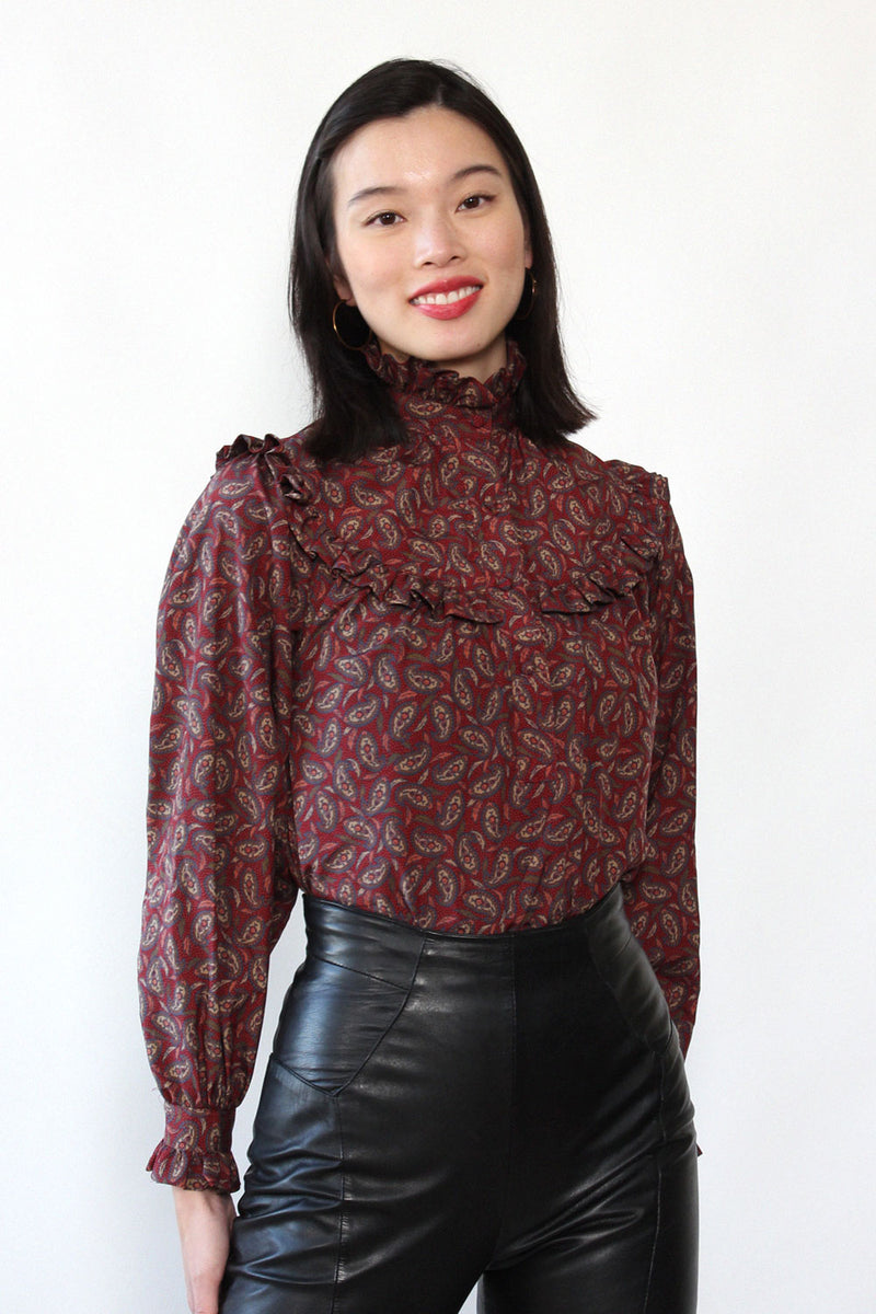 Chaus Peasant Paisley Blouse S