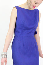 Vintage 50s Cobalt Blue Bow Dress S/M