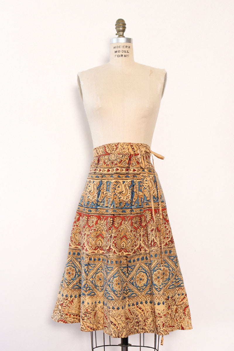Elephant Block Print Wrap Skirt S-L