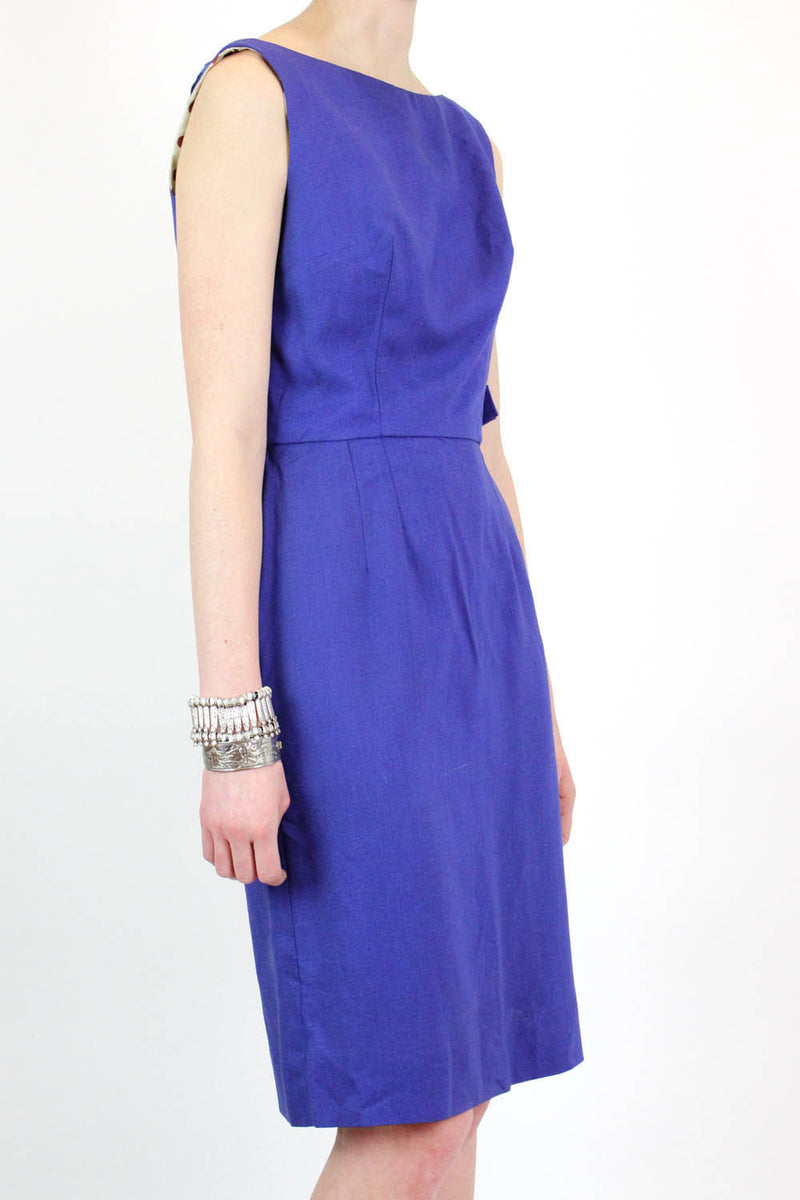 Vintage 50s Cobalt Blue Bow Dress S/M
