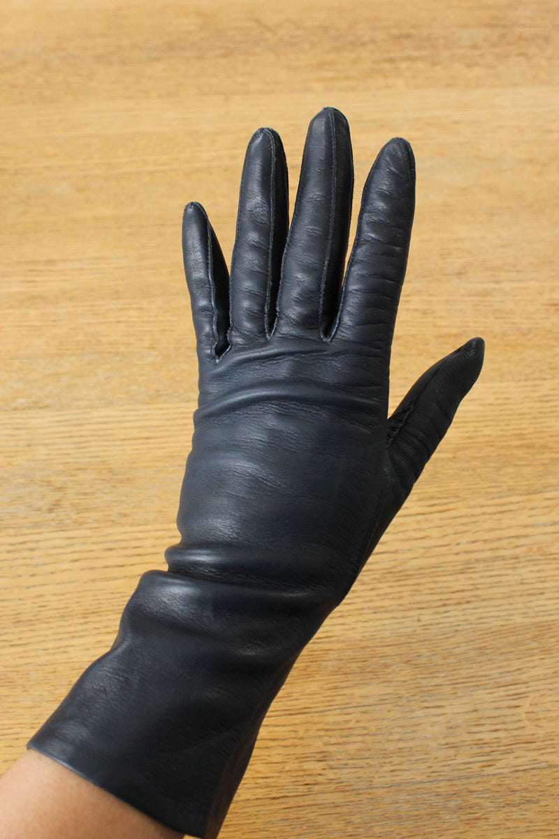 Midnight Blue Leather Gloves