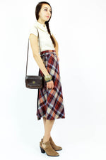 SALE... plum plaid wrap skirt S/M