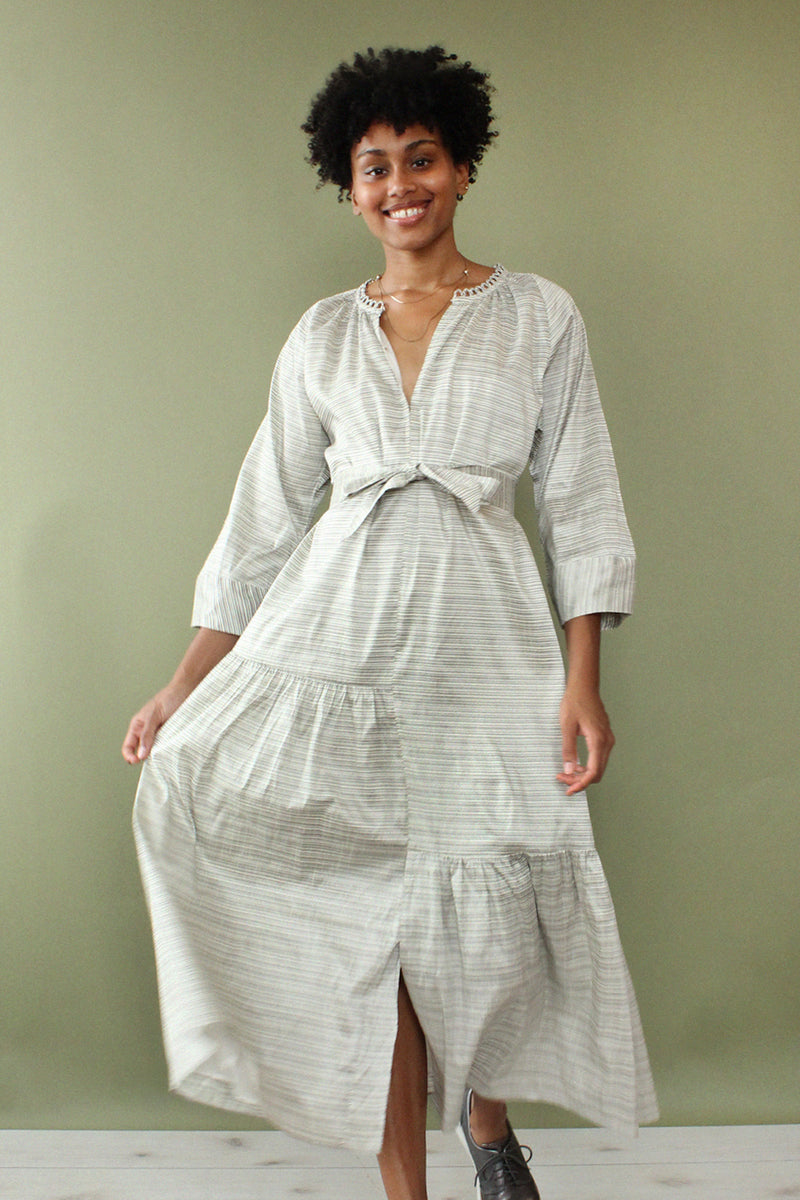 Silver Stripe Smock Dress S-L