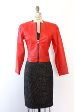 Lipstick Red Leather Zip Jacket XS/S