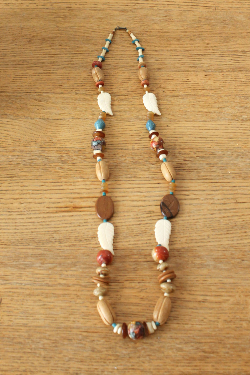 Dauplaise Beaded Feather Necklace