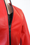 Lipstick Red Leather Zip Jacket XS/S