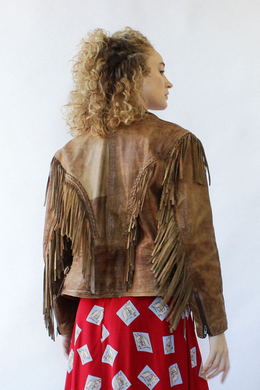 Vintage leather sales fringe jacket