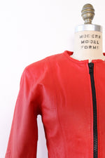 Lipstick Red Leather Zip Jacket XS/S