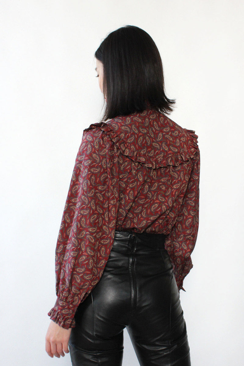 Chaus Peasant Paisley Blouse S