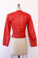 Lipstick Red Leather Zip Jacket XS/S