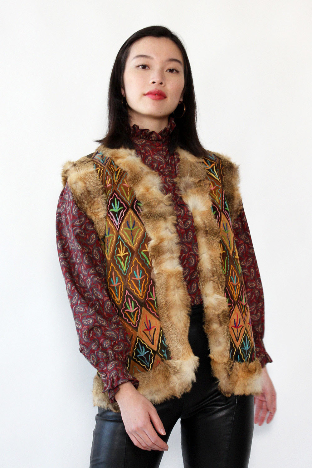 ベスト/ジレ Ameri VINTAGE - UND REVERSIBLE MOTTLED FUR VEST Giacca Faux Fur Reversible Vest Women's Size M Pockets | eBay