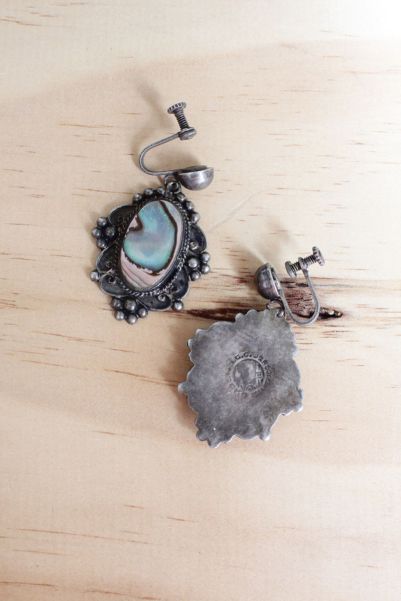 Abalone Mexican Silver Earrings