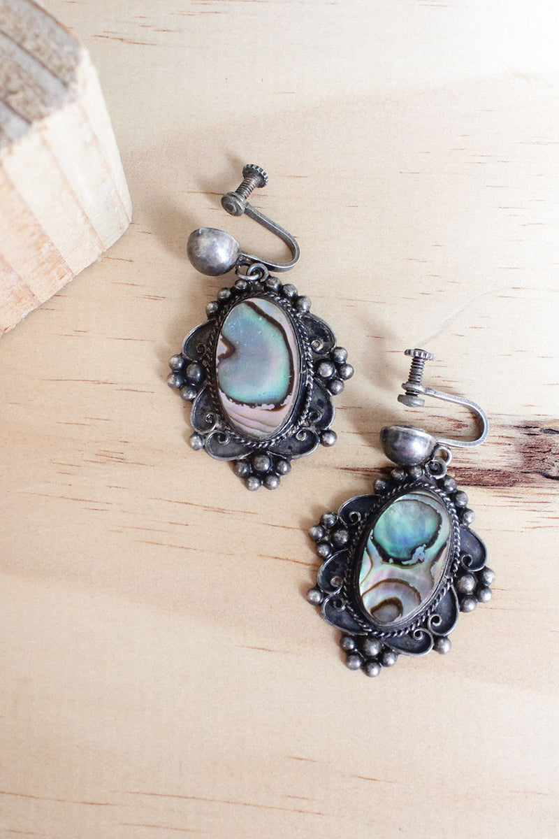 Abalone Mexican Silver Earrings