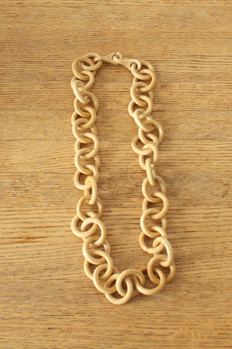 Hand Carved Wooden Chain Necklace