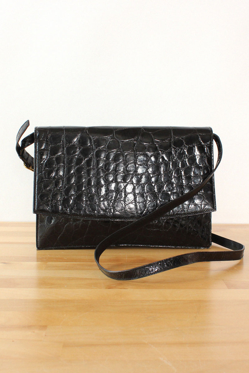 Saks Glossy Convertible Croc Bag