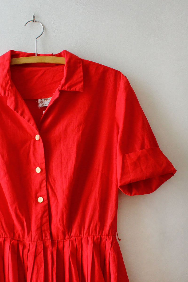 Aubrey Red Cotton 50s Dress S/M