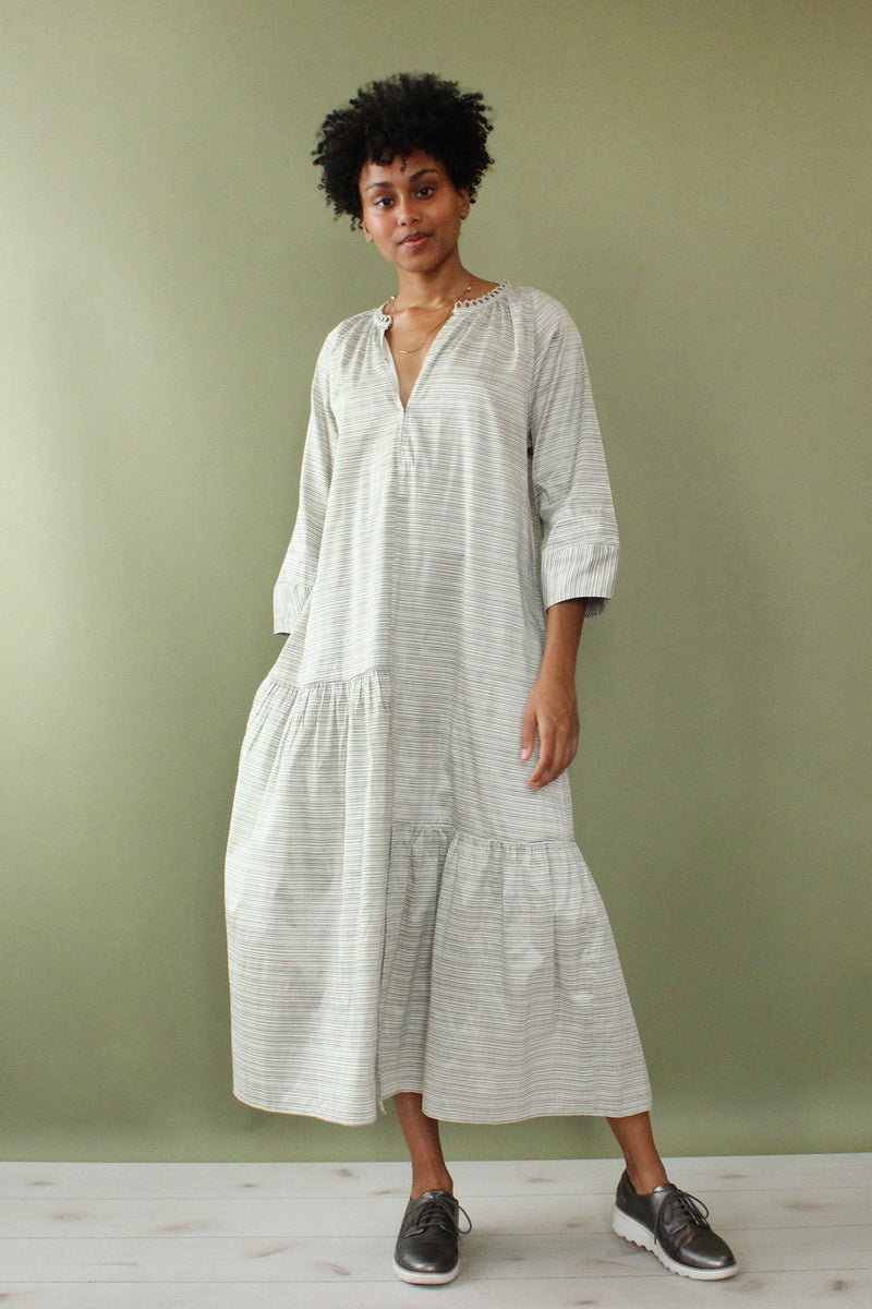 Silver Stripe Smock Dress S-L