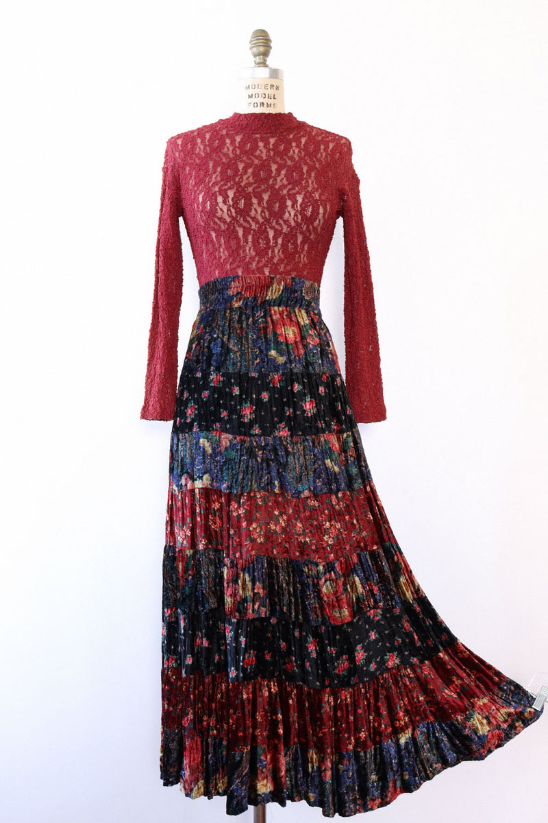 Patchwork Velvet Dancing Skirt L/XL