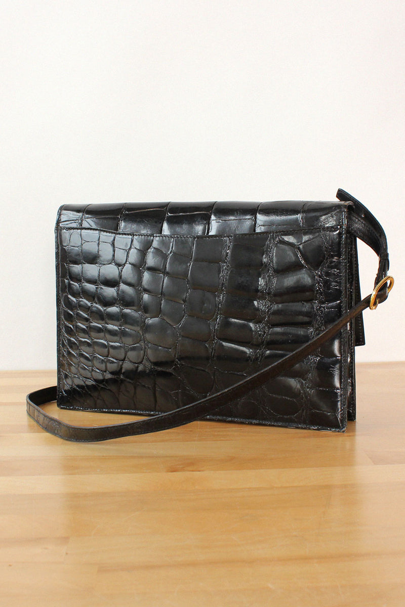 Saks Glossy Convertible Croc Bag