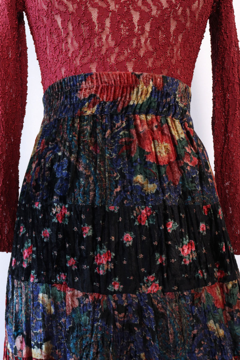 Patchwork Velvet Dancing Skirt L/XL
